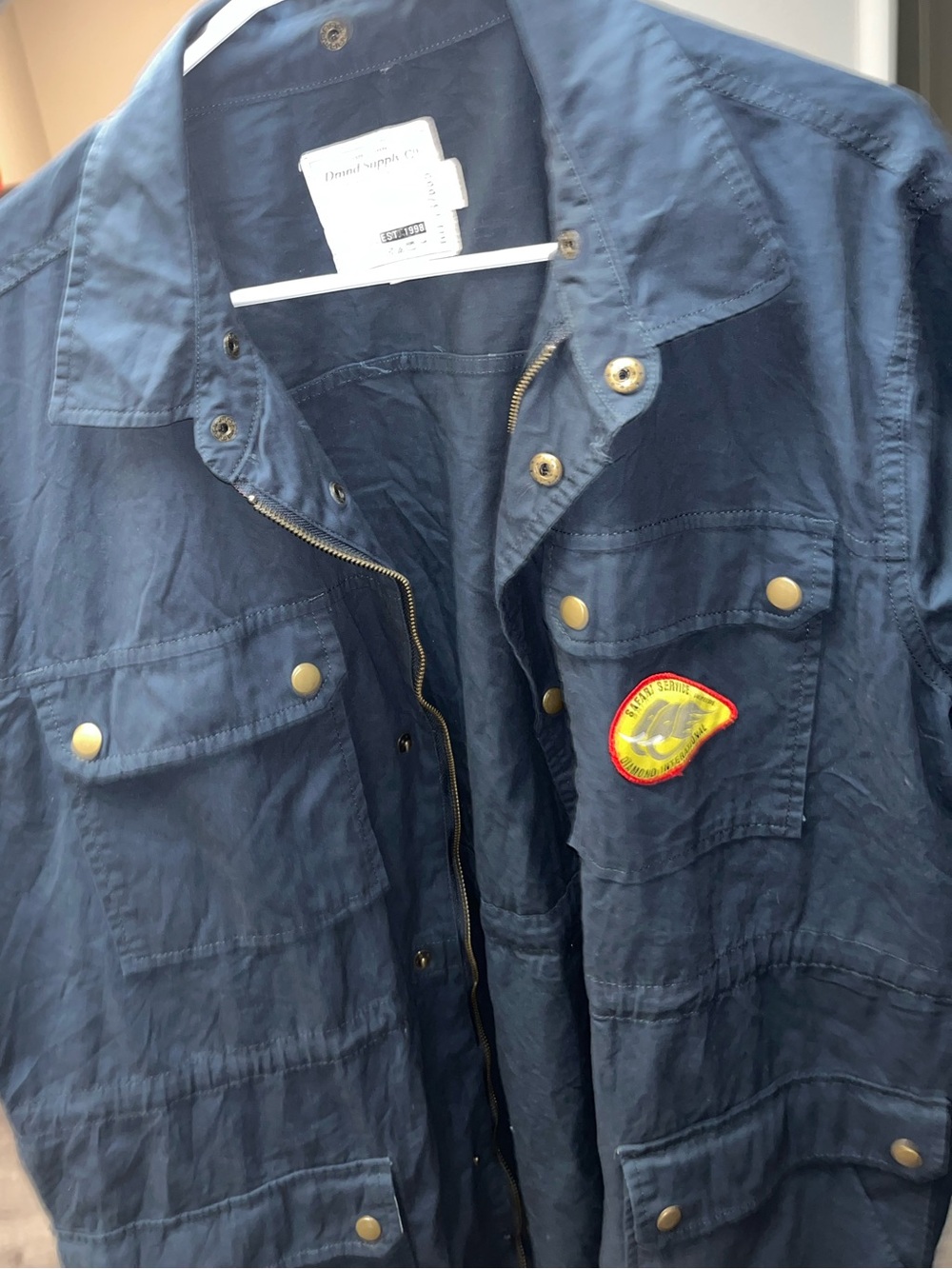 Authentic diamond supply co. 3/4 length Navy Field Jacket with Patch Details XL